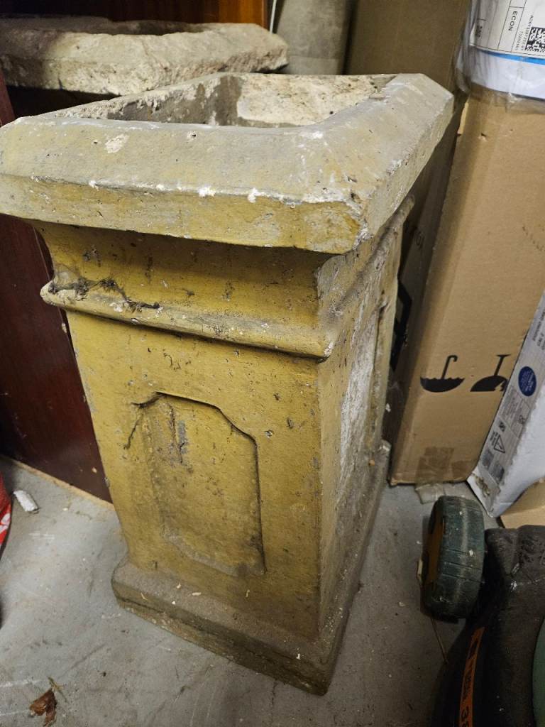 Reclaimed Clay Plain Square Thick Beaded Chimney Pot, garden planter