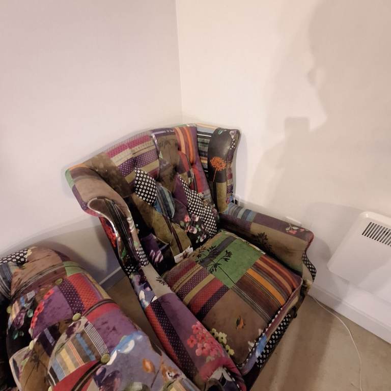 Chesterfield Sofa and Armchair Pink Parchwork 
