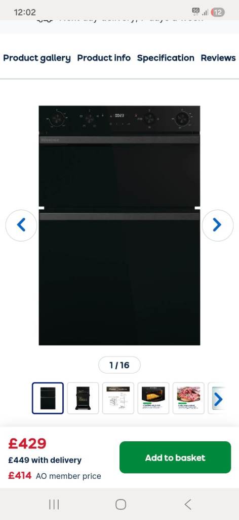 Hisense built in double oven