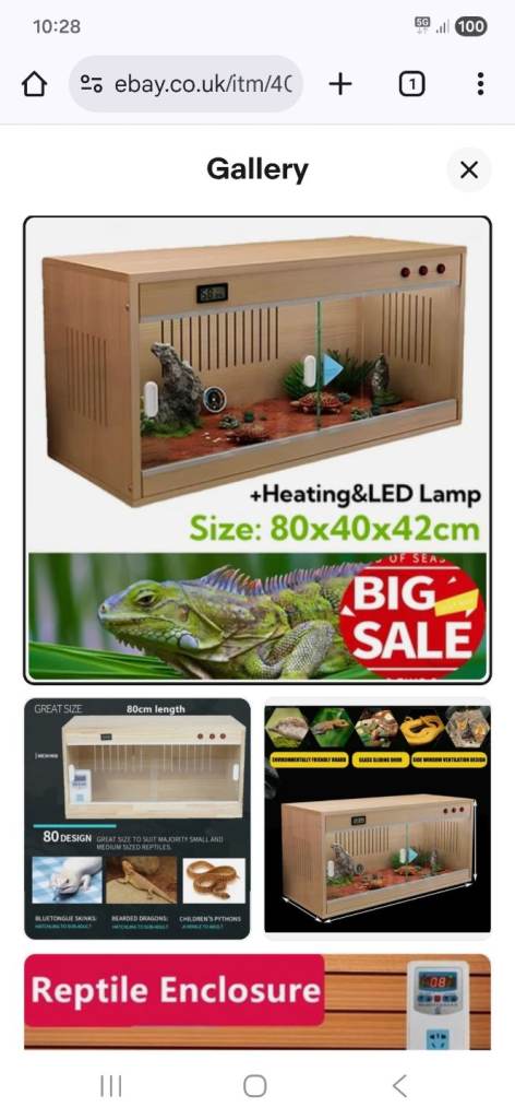 New 80x40x40cm vivarium full set up