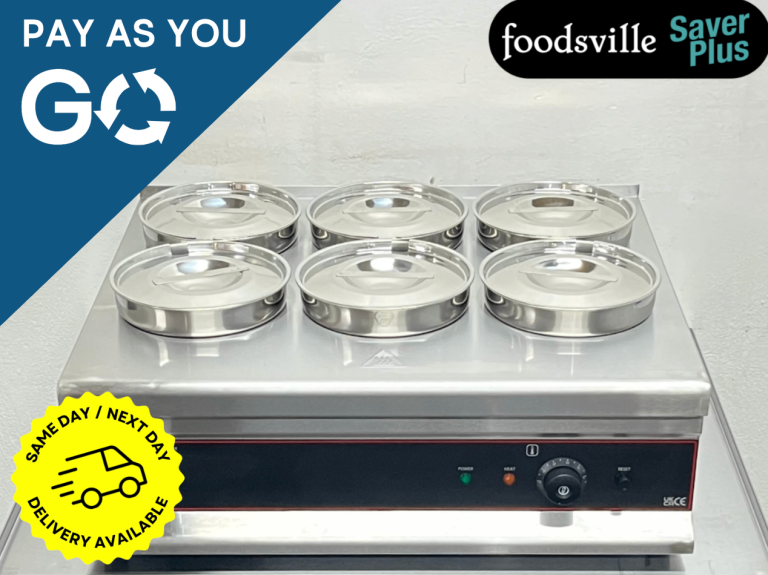 PAY AS YOU GO - New Foodsville Saver Plus 6 Pot Bain Marie With Drain Tap – 13 Amp Plug In & Go!