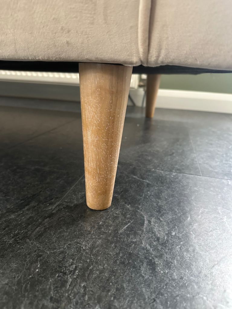 Suede Sofa on wooden legs
