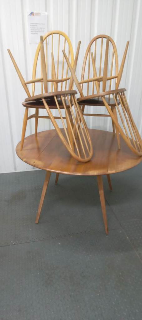 Vintage ercol drop leaf table +4 Quaker chairs 