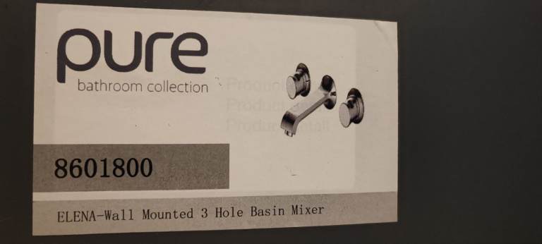 Pure Elena wall-mounted 3-hole basin mixer. Model number 8601800