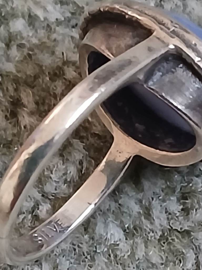 Lovely Silver Ring with Blue Chalcedony Stone - Size S