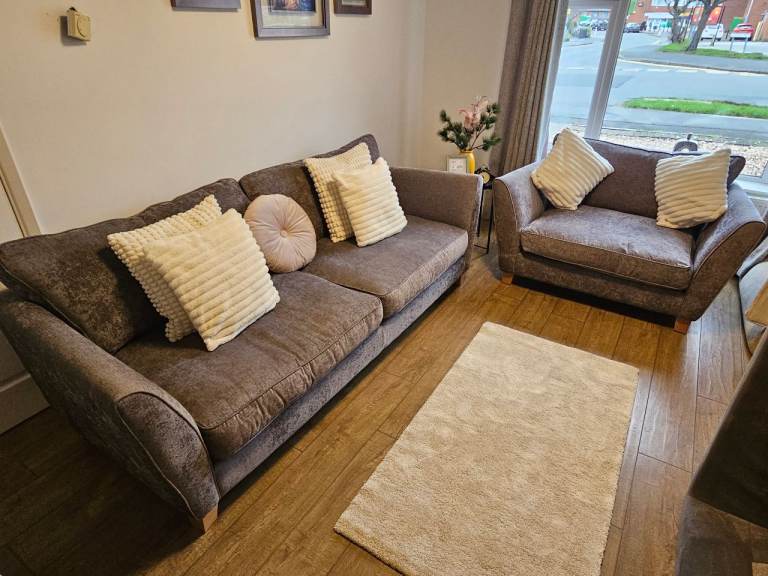 Sofology 3 Seater Sofa + Armchair | Grey Fabric | Excellent Condition