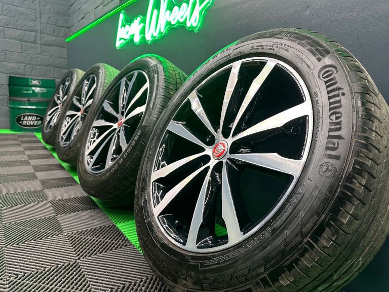 Jaguar F Pace Venom 5 Twin Spoke 20” alloy wheels in Gloss Black & Diamond Cut with 5mm+ Conti’s!