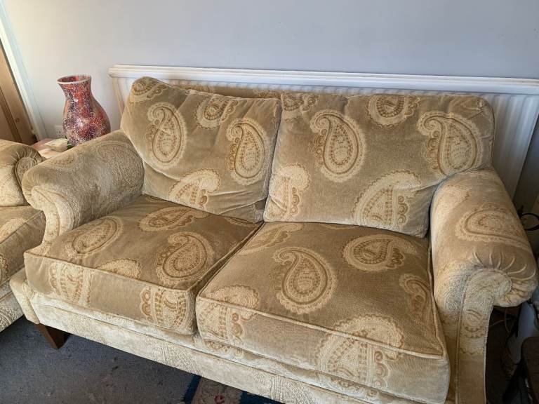 Pair of Howard Style Sofas in Gold Velvet