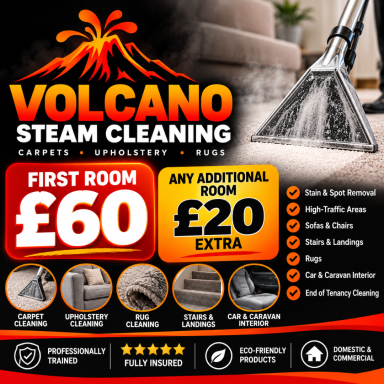 Carpet cleaning first room 60£ any additional room 20£