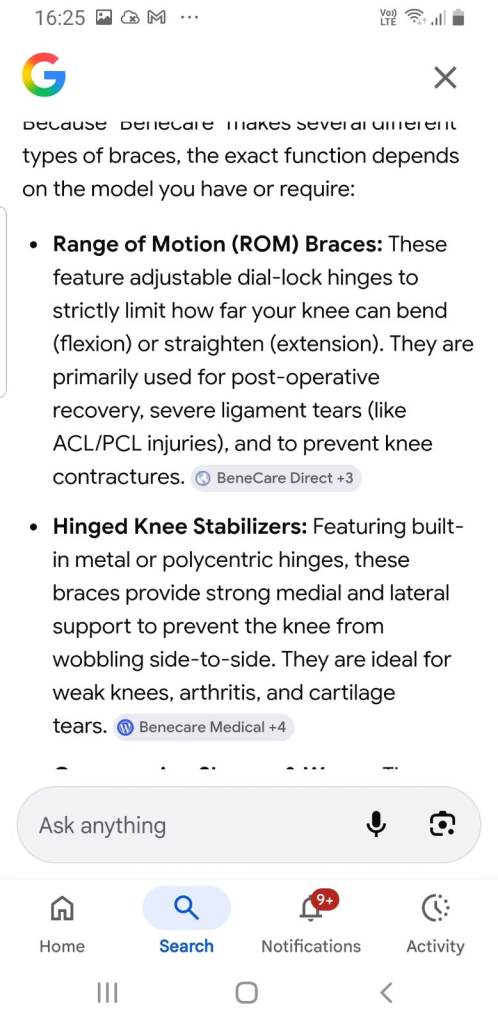 Benecare ROM Knee Brace – Black, Range of Motion Support