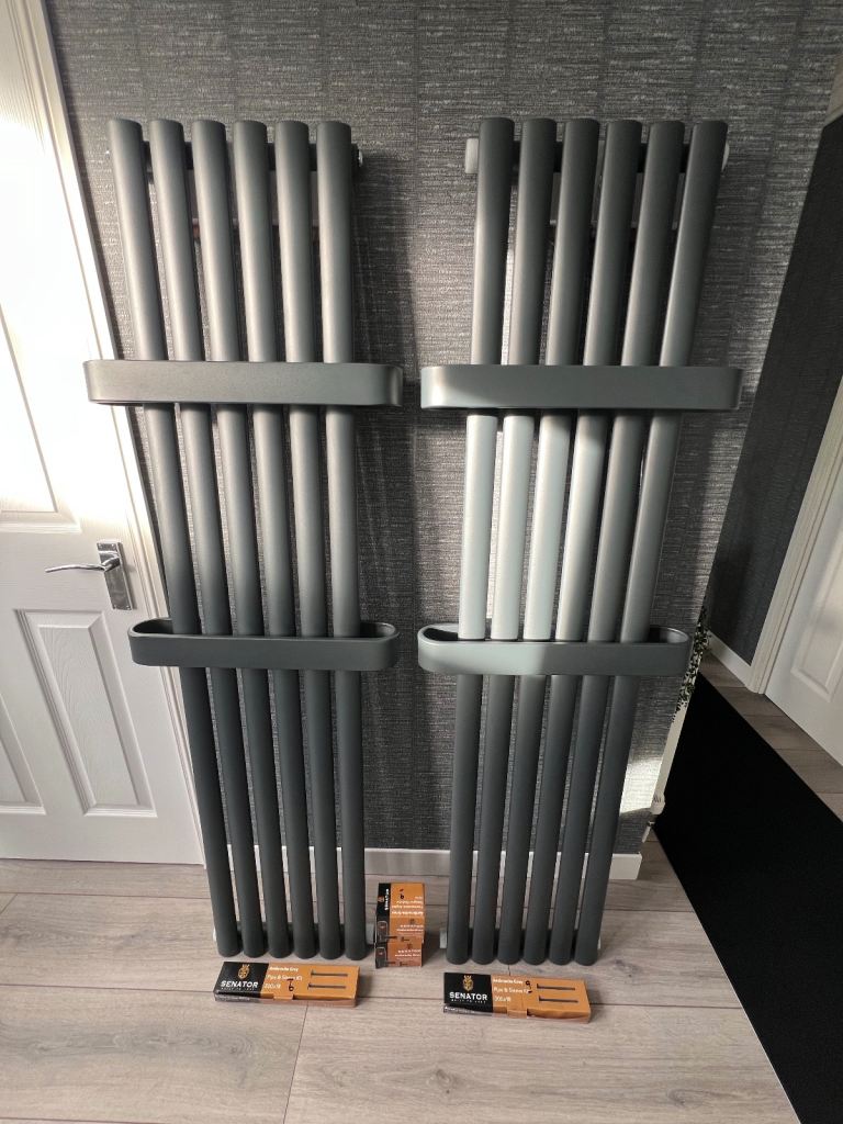 image for Two Anthracite Grey towel radiators with high BTU output - brand new!