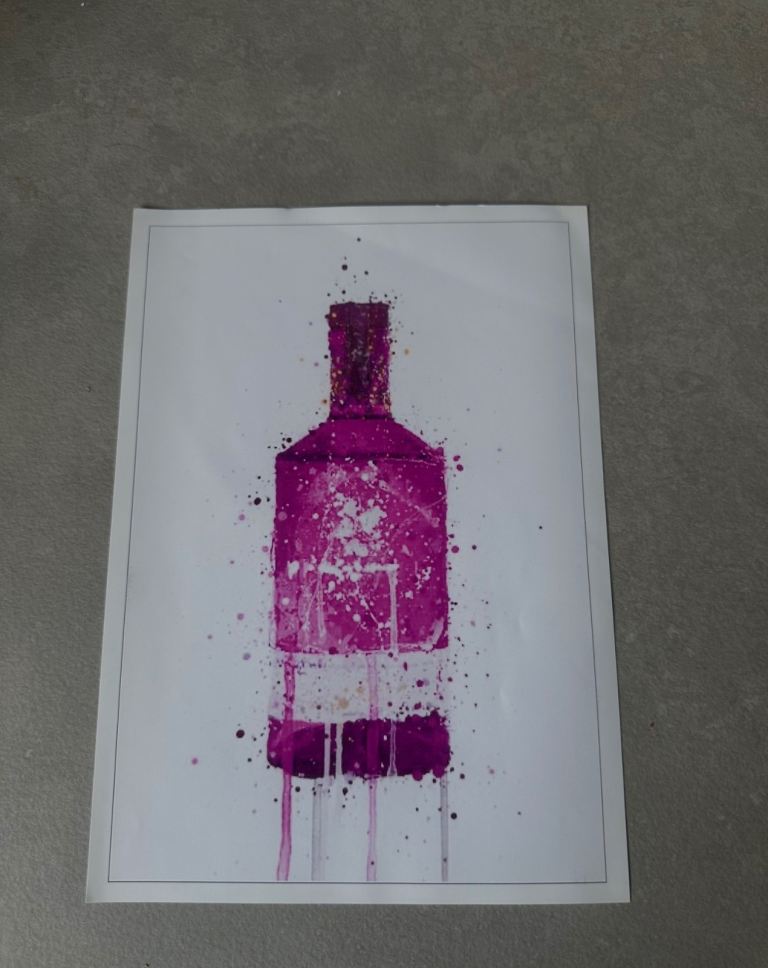 Purple Gin Bottle Watercolour Print – As Good As New