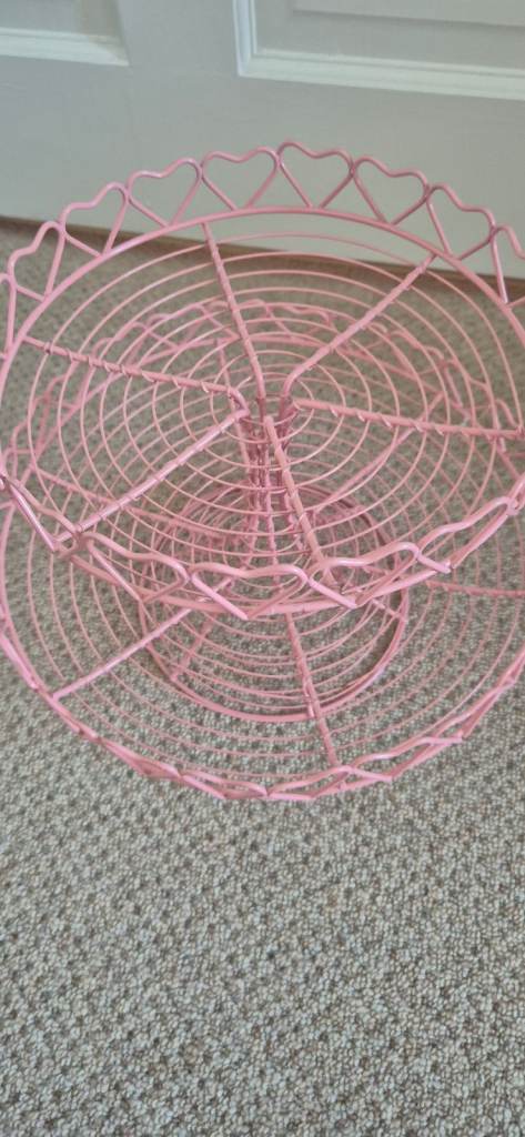 Pink Metal Heart Design Two-Tier Cake Stand