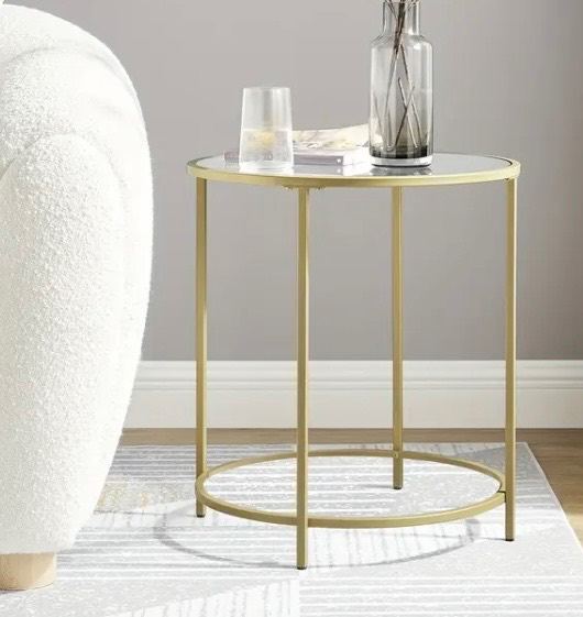 New Side Table, Small coffee table, lamp table gold and glass top, end table, lamp table 