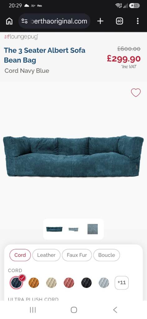 Big Bertha 3 Seater Beanbag sofa