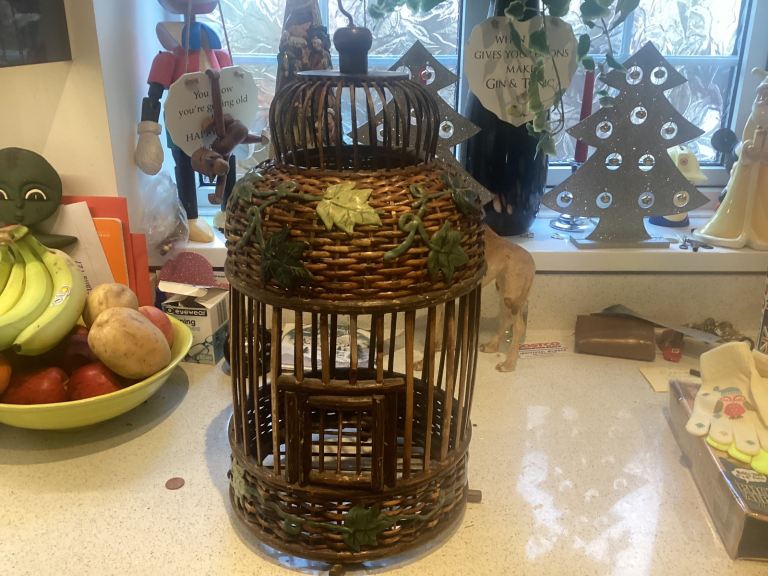 Vintage wicker birdcage