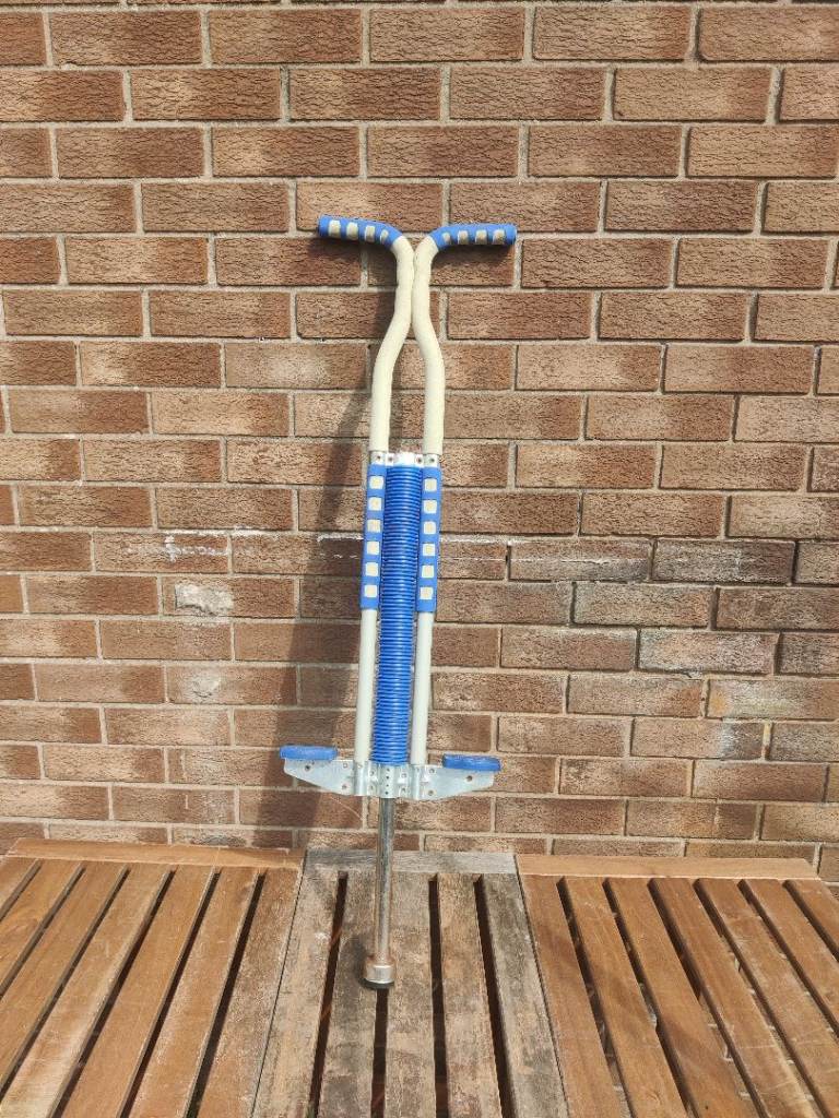 Sturdy Pogo Stick - Blue & White, Good Condition
