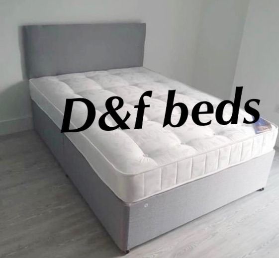 image for Complete double single small double kingsize divan bed with mattress and headboard 