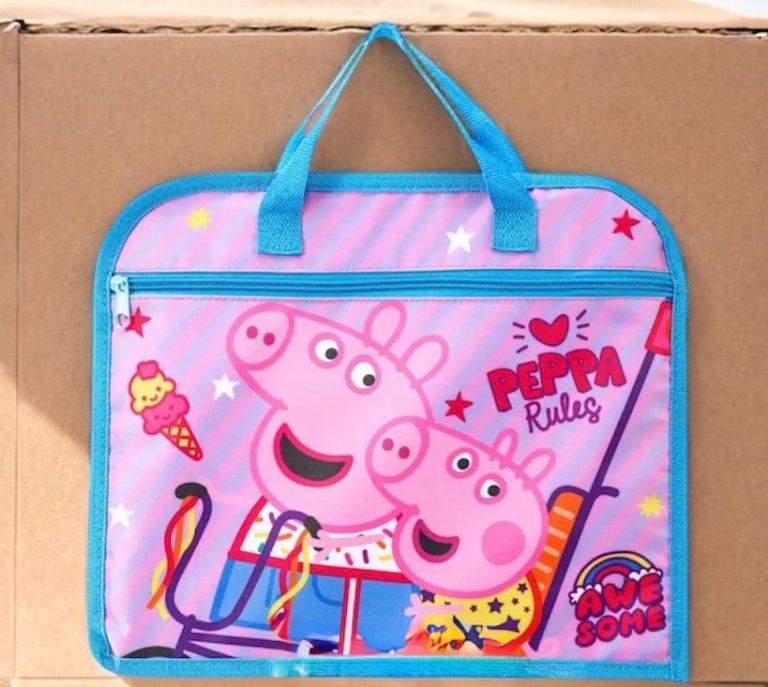 Peppa Pig Kids Childrens Zipped School Book Bag Primary Reading Bag