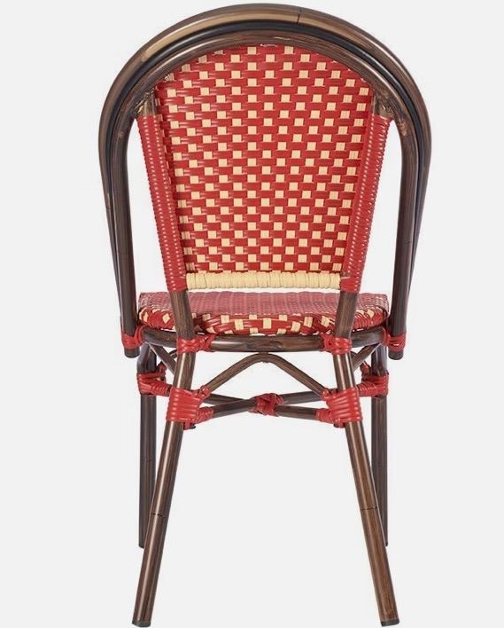 Two Red and White French Cafe Bistro Style Outdoor Chairs Riviera RRP £182
