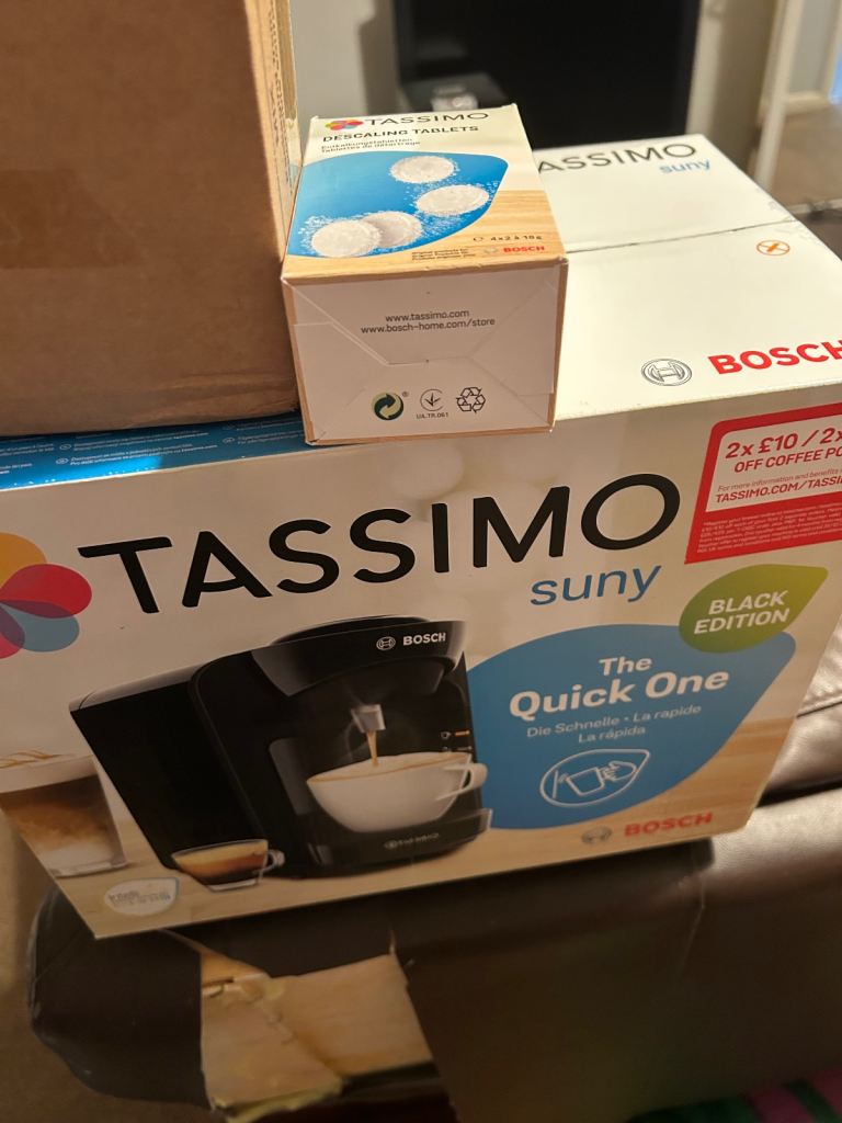 image for Tassimo suny coffee machine with pods and descaling tablets