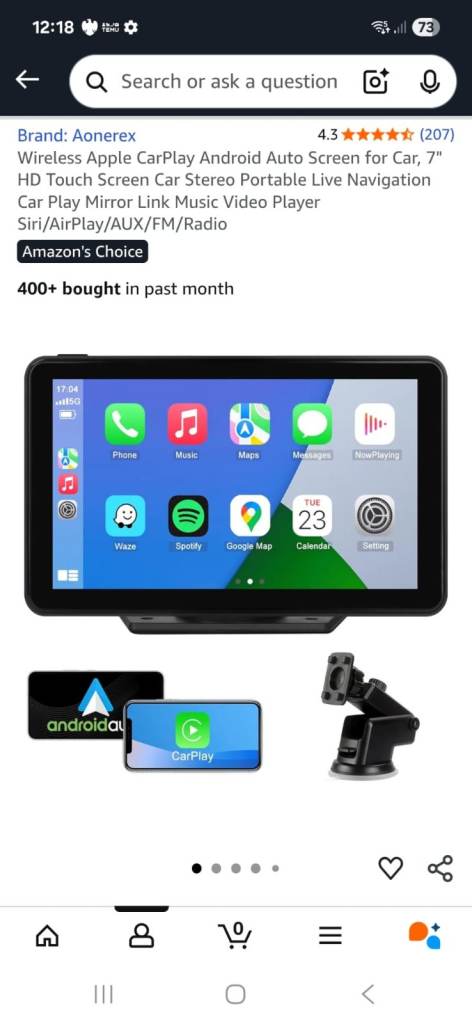 Wireless touch sreen carplay screen 