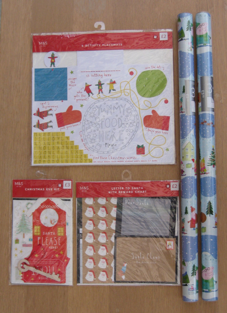 NEW M&S Peppa Pig Wrapping Paper x 2 Christmas Santa Kits Placemats New and Unopened.