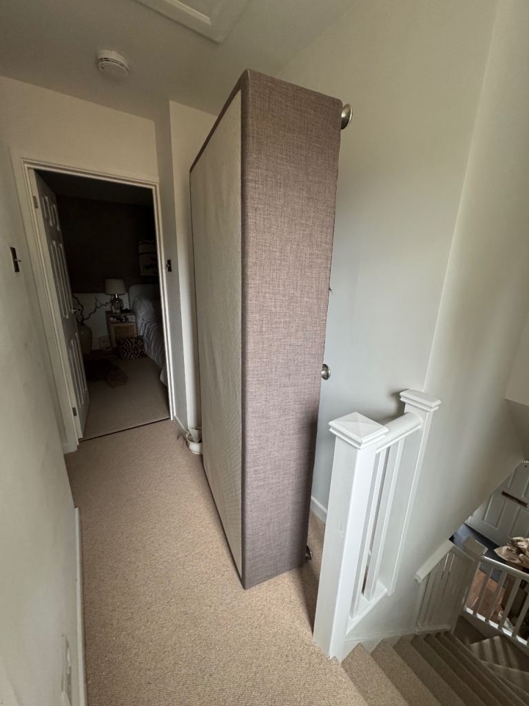 Single Bed Divan Base - Brown Fabric, Good Condition