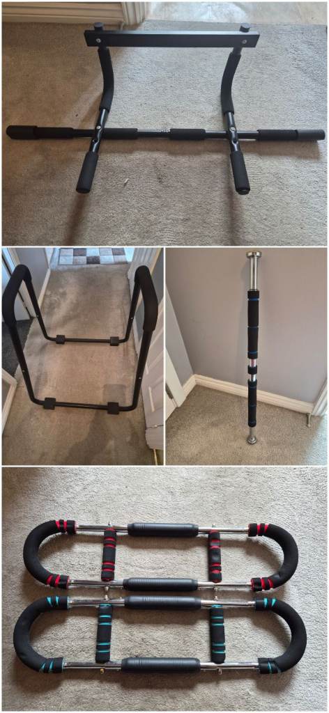 Black Door Frame Pull Up Bar, AdjustaDoor frame Pull Up Bar & One Piece Parallel Bars For Dips 