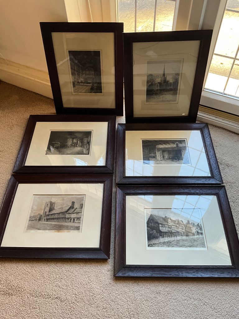 6 Victorian Elizabeth Piper Signed Framed Etchings - OFFERS CONSIDERED