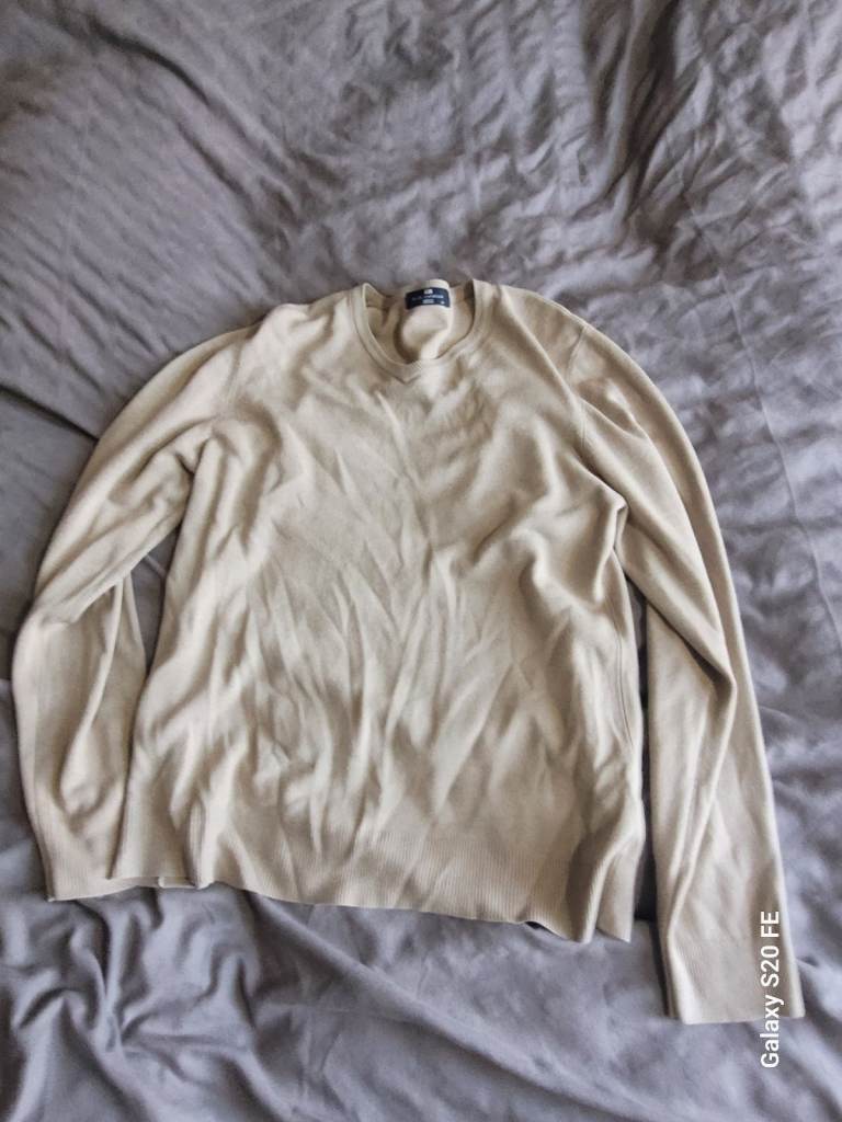 🌟 Preloved M&S Blue Harbour Stone Jumper Sweater Medium (38-40in) Crew Neck