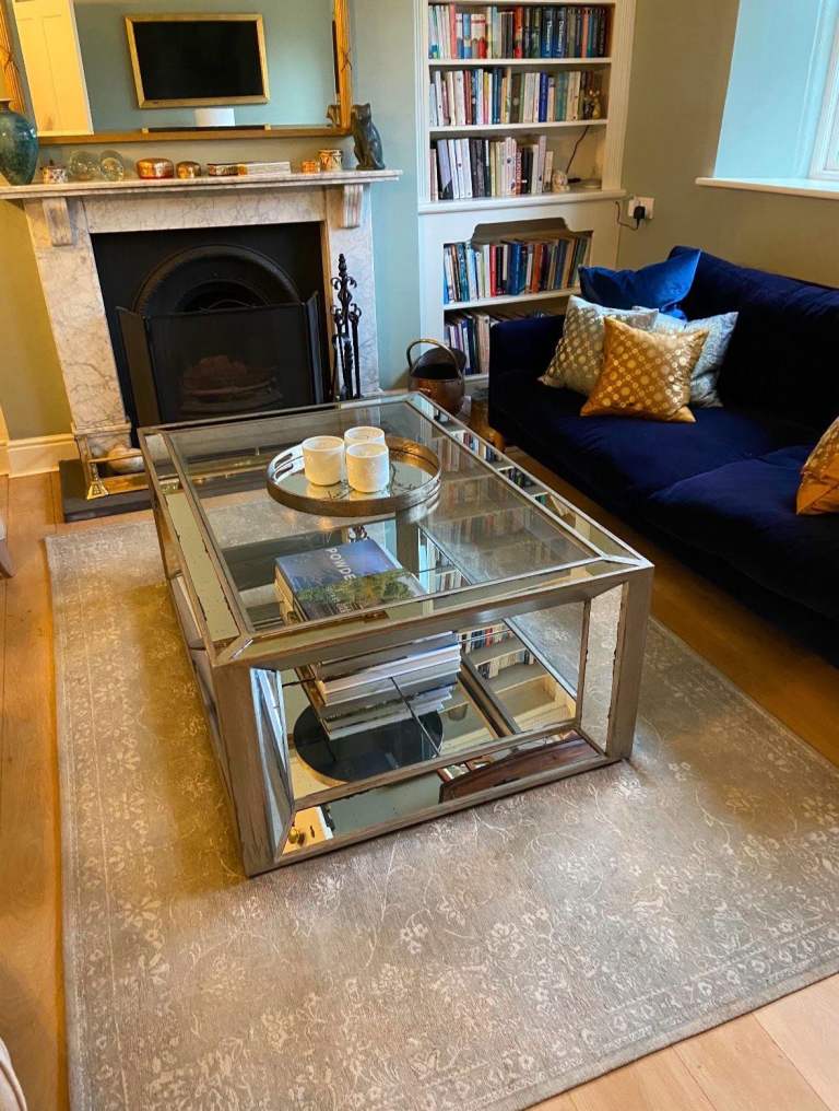 OKA Versailles Coffee Table- Antique Mirrored Glass- excellent condition