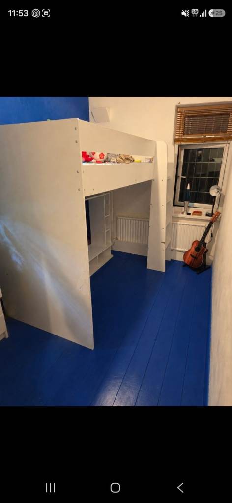 Argos high sleeper gaming bed with shelves and tv space underneath