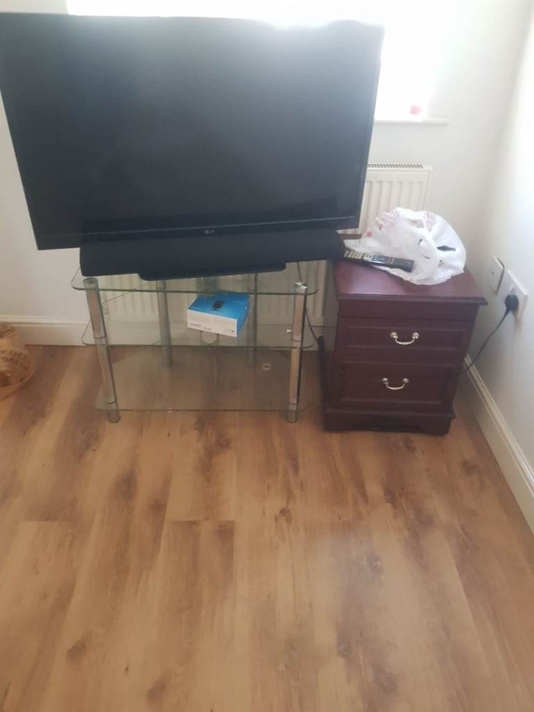 LG tv with sound bar table and small chest of drawers BARGAIN !!!!!