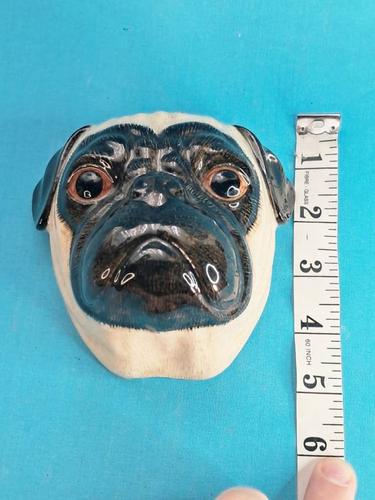 Pug Head Wall Mount Decor – Adorable Ceramic Piece