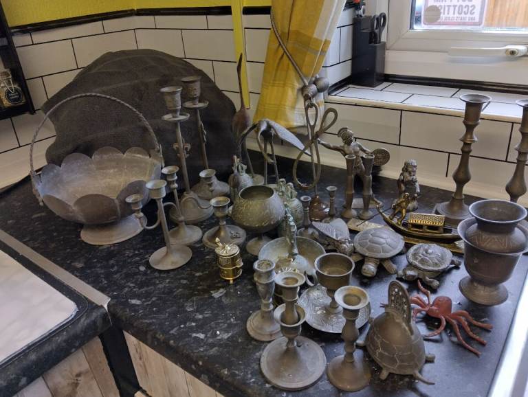 Vintage brass, copper and wrought iron collection 