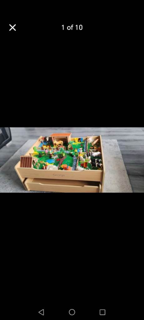 Farm/jungle/vehicle /wooden train set, all in one ad with underdrawer storage