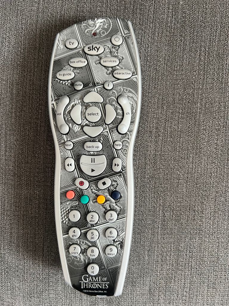 Game Of Thrones Limited Edition Sky HD+ Remote Control - Silver (Rare)