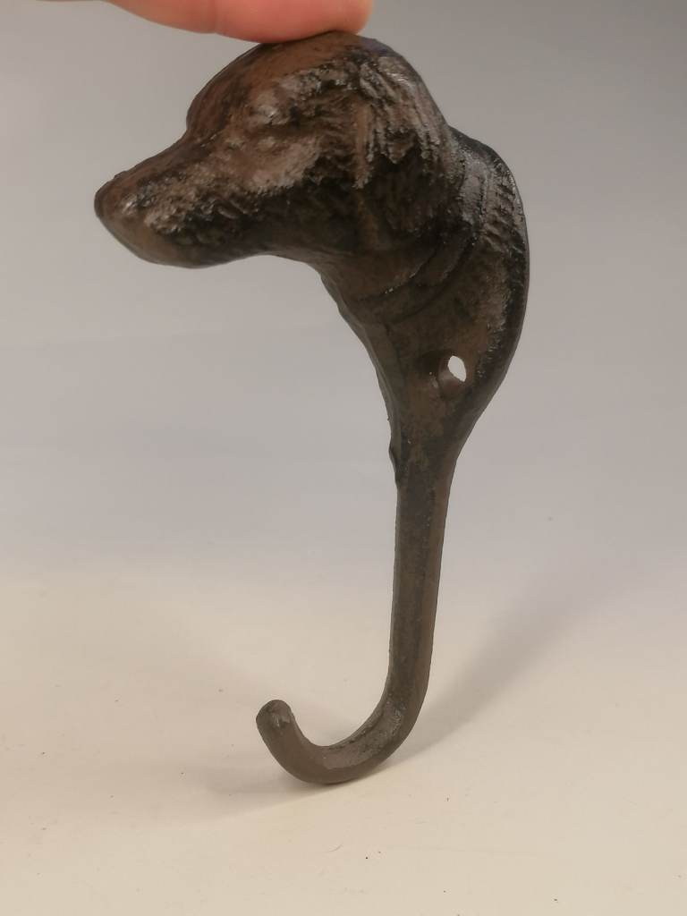 Vintage, Dog Head Wall Hook, Cast Iron Key Towel Coat Leash Hanger Antique Rustic Brown. As seen.