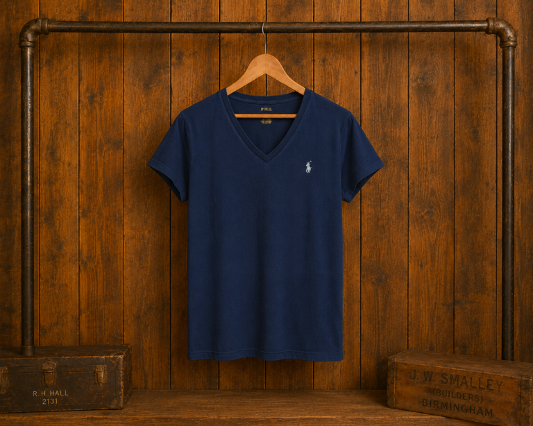 Women’s Polo Ralph Lauren Blue V-Neck T-Shirt, Large, Excellent Condition
