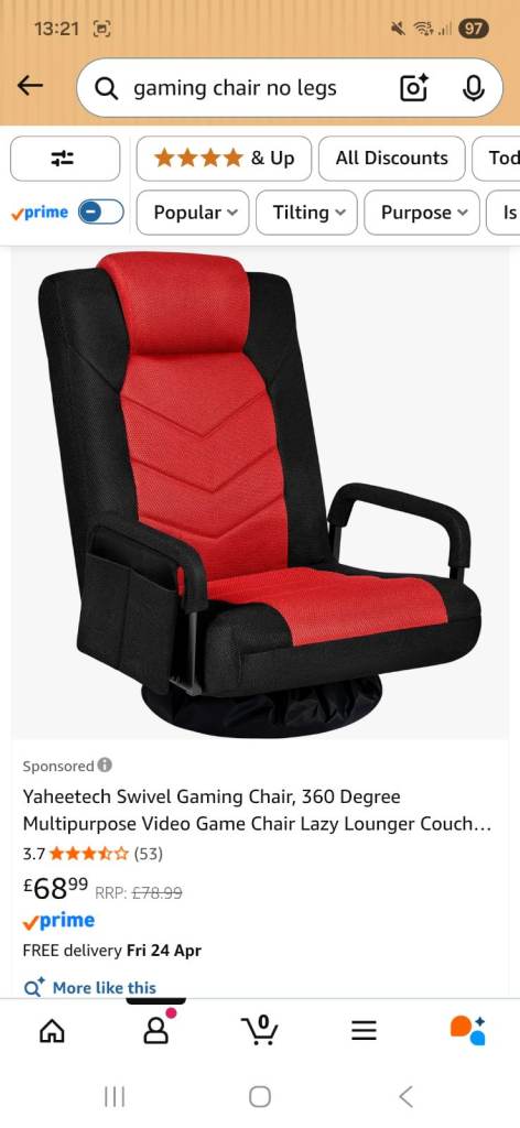 Yaheetech Red & Black Swivel Gaming Chair - New