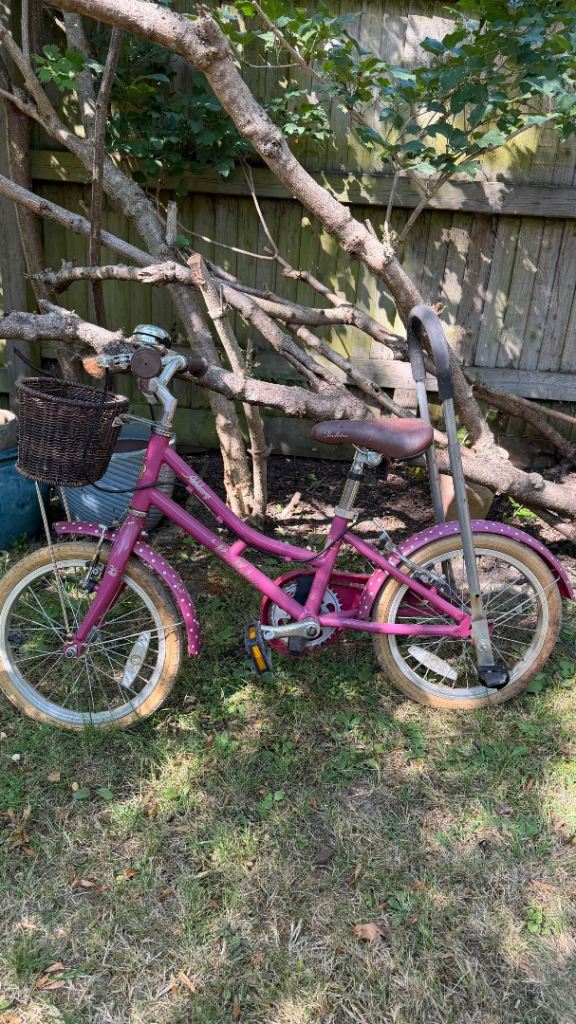 Pink Kids Bike with Basket and Handle – Good Condition