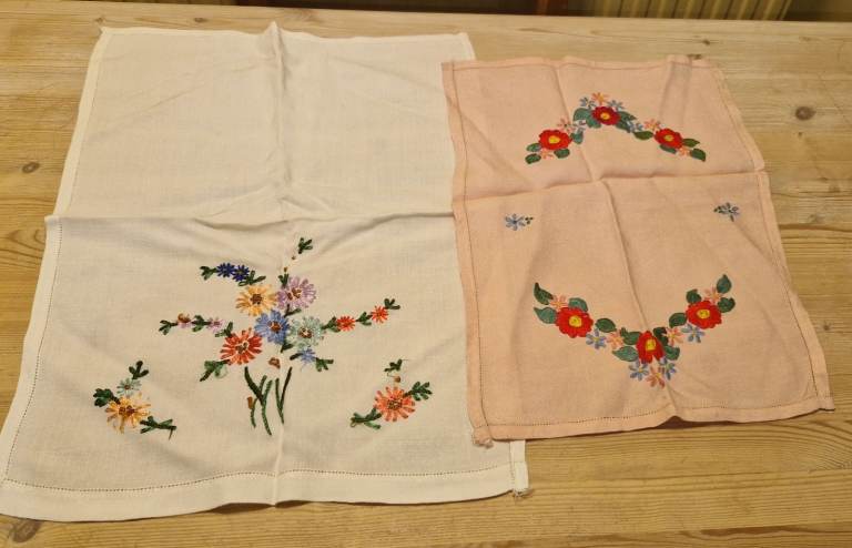Vintage hand embroidered linen