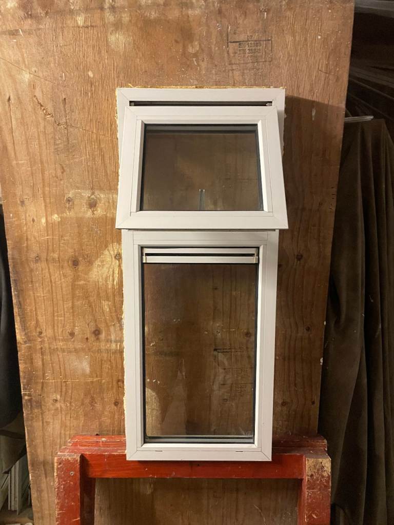 H 98 x W 40 cm - SMALL MODERN ALUMINIUM DOUBLE GLAZED WINDOW - CLEAR GLASS (REF: SJ474) 