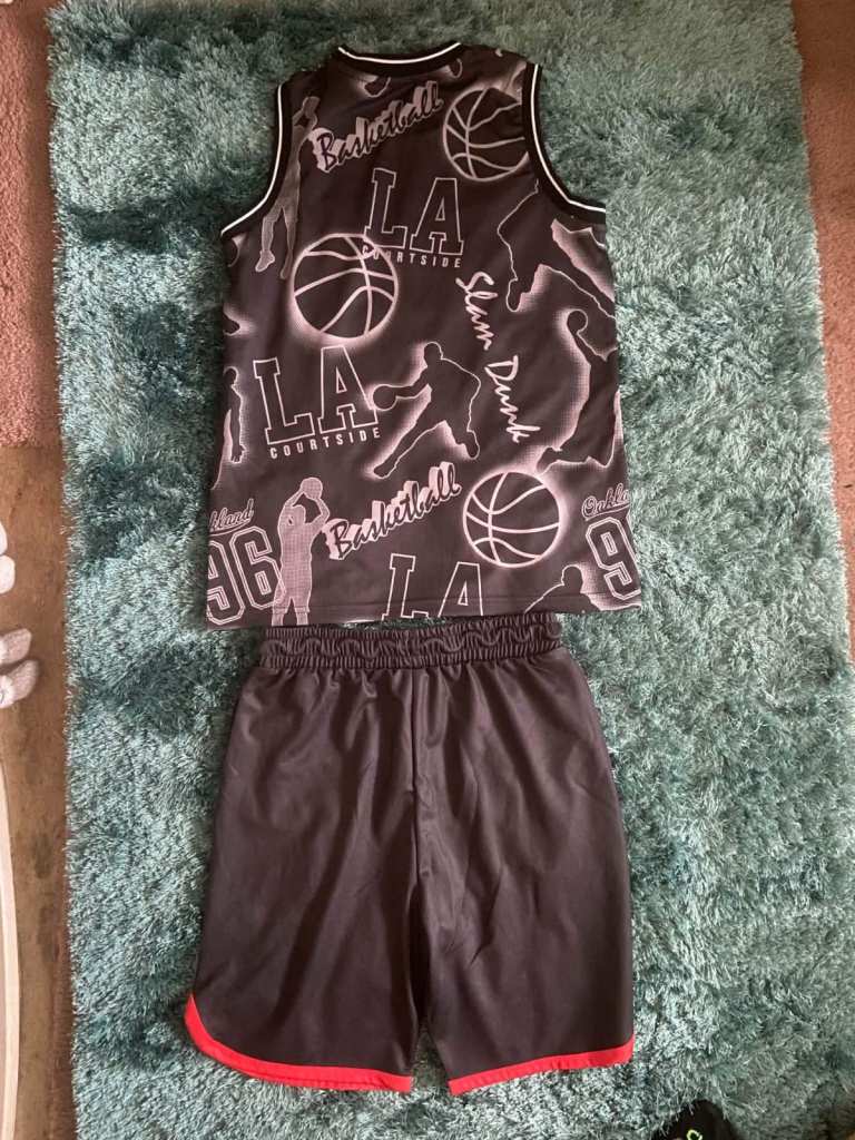 Kids Basketball Vest and Shorts Set – Black, Good Condition, £5.00 for Sale