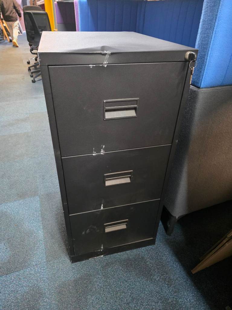 image for 3 drawer black filing cabinet - clearance sale