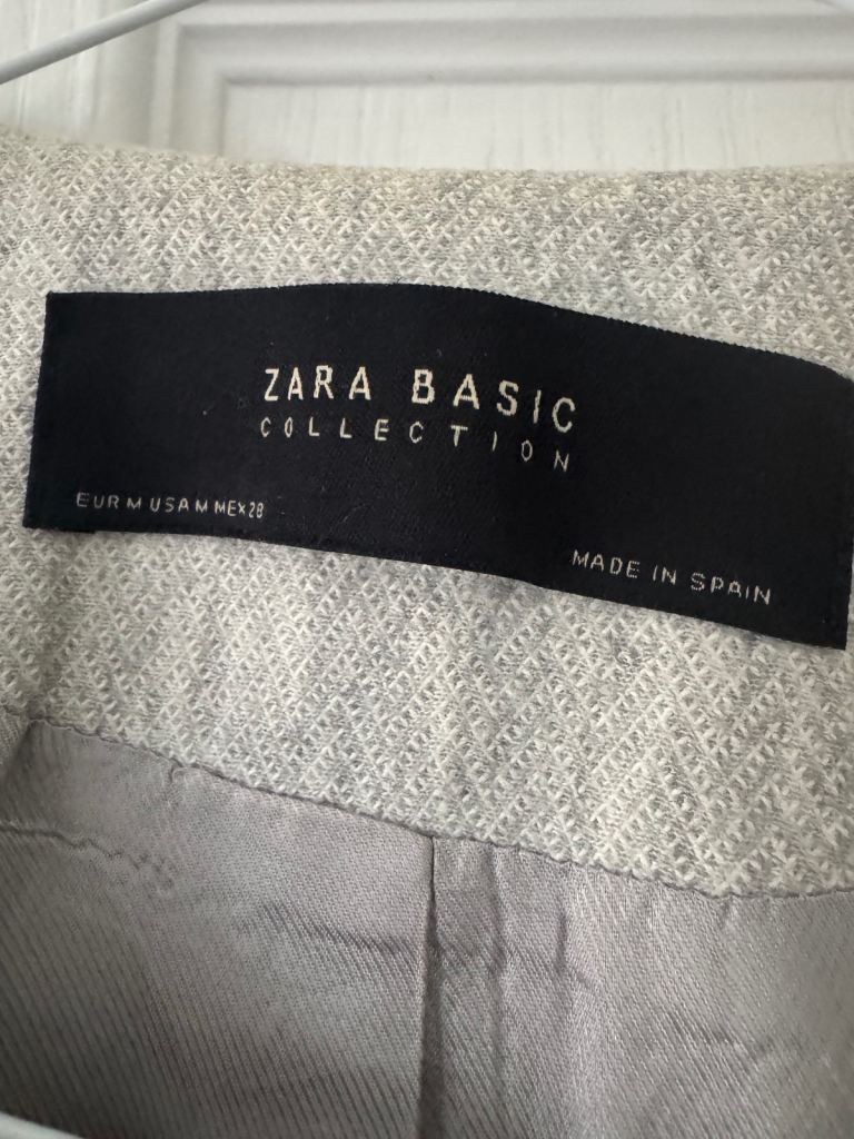 ZARA light grey coat with zip size 10