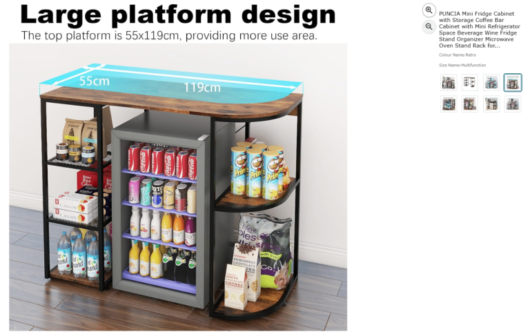 Mini Fridge Cabinet with Storage Coffee Bar Microwave Oven Stand Rack|| Brand new 45% off price 