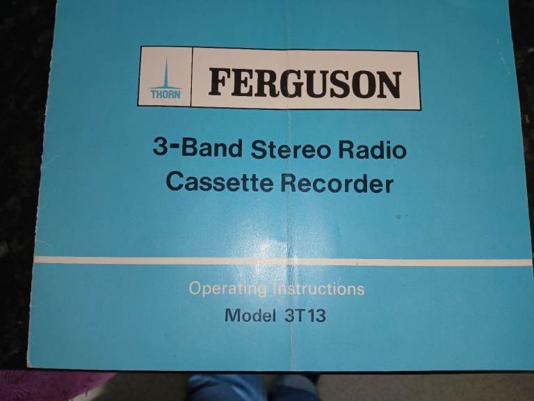Ferguson Model 3T13 Radio Cassette Recorder Operating Manual