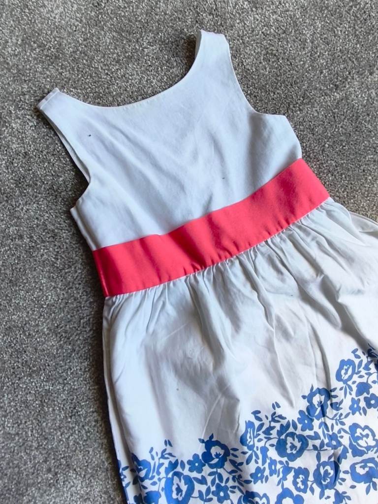 Janie and Jack Girls Dress Size 5 Years Floral Print Cotton Elegant Design White